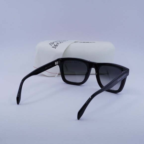 Alexander McQueen AM0301S 001 Sunglasses Black Square Frame, Grey Lenses - Picture 10 of 10